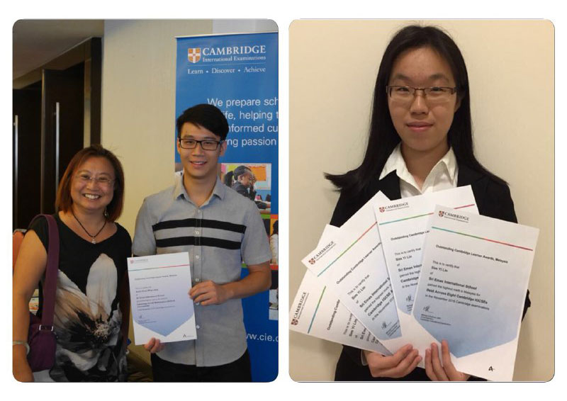 Two Sri Emas International School student alumni, Sim Yi Lin and Aaron Khoo Ming Liang, awarded Outstanding Cambridge Learner Awards Ceremony for their achievements in November 2016’s Cambridge IGCSE exams.