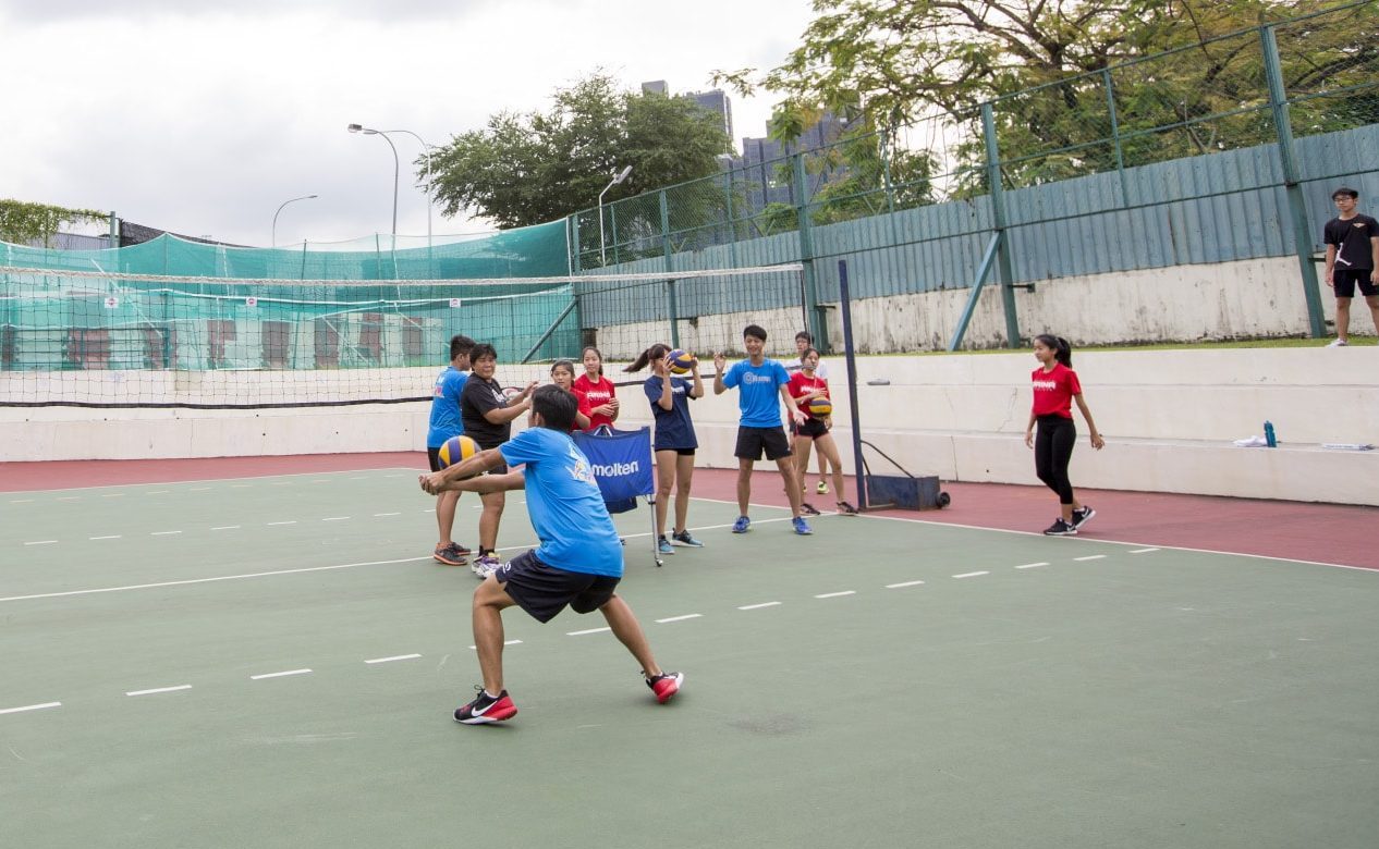 Students playing Volleyball in Sri Emas International School.